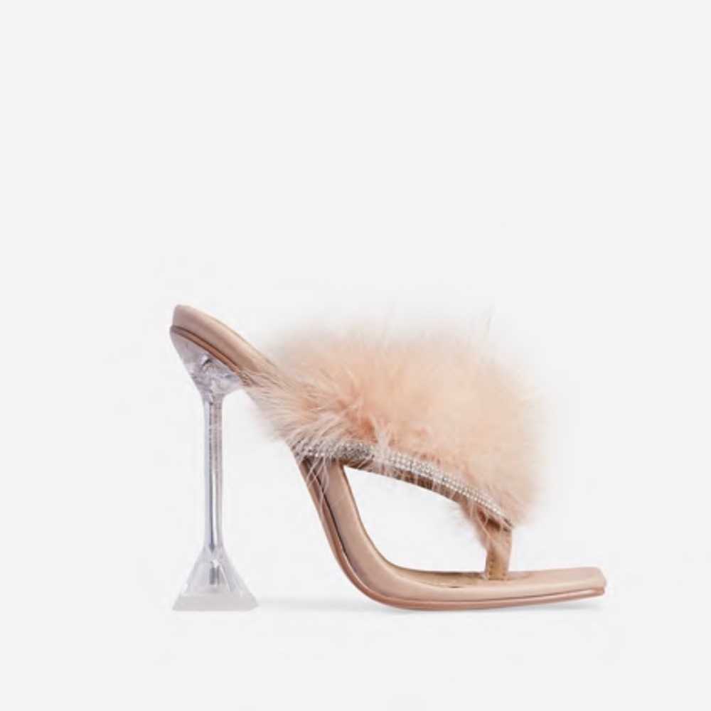 Ego rich AF diamanté fluffy detail square toe